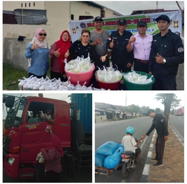 Kolaborasi Jurnalis Medan-Belawan (KJM-B) Bagikan Ratusan Paket Takjil Kepada Supir Truck Dan Masyarakat