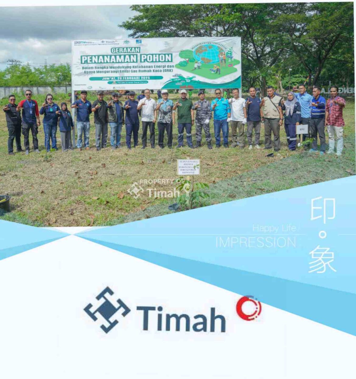 PT Timah Bersama PLN dan METI Tanam 1500 Pohon Angsana di Taman Energi Balai Karya