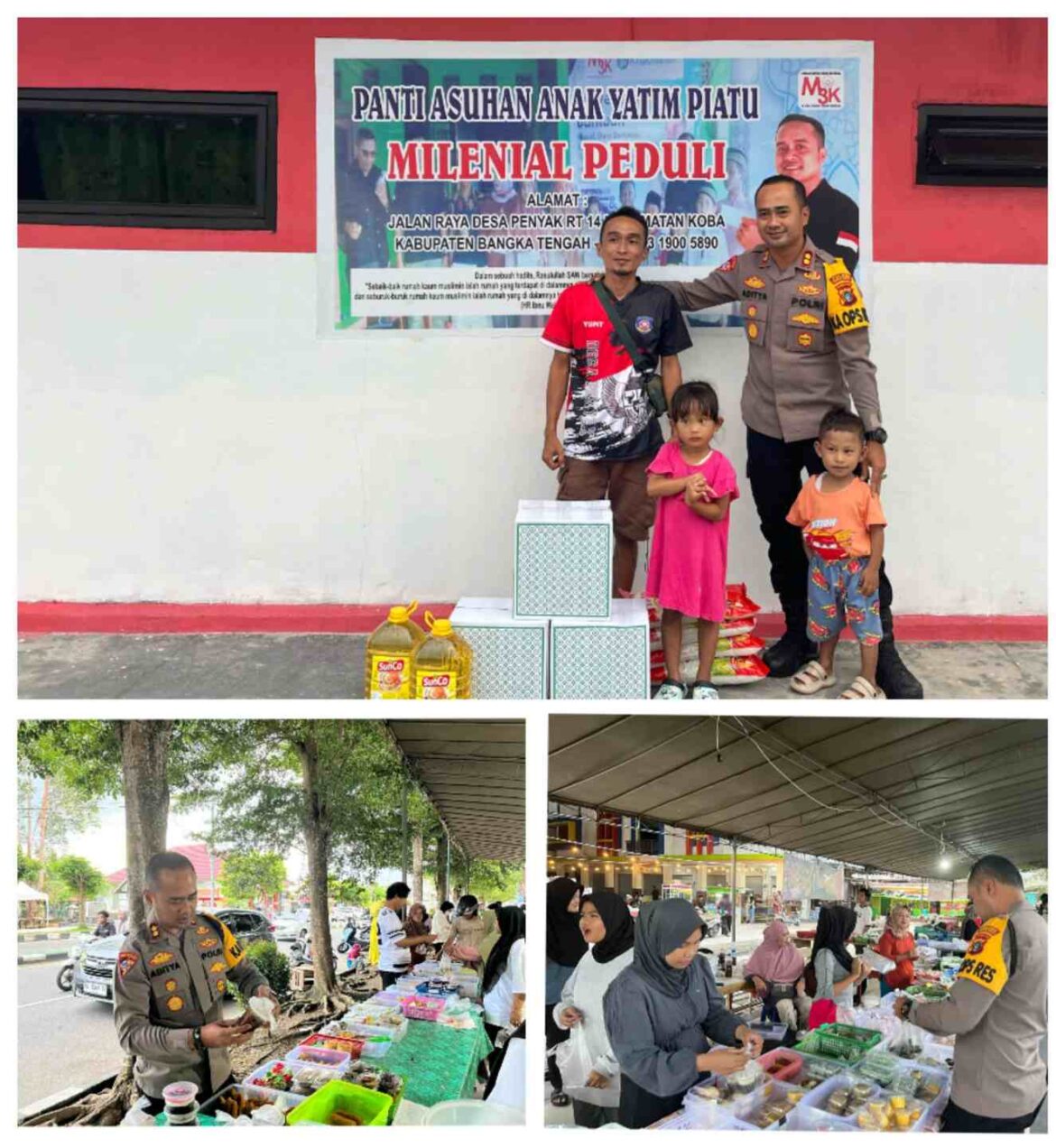 Kapolres Bangka Tengah Patroli Pasar Ramadhan dan Bagikan Bansos ke Panti Asuhan