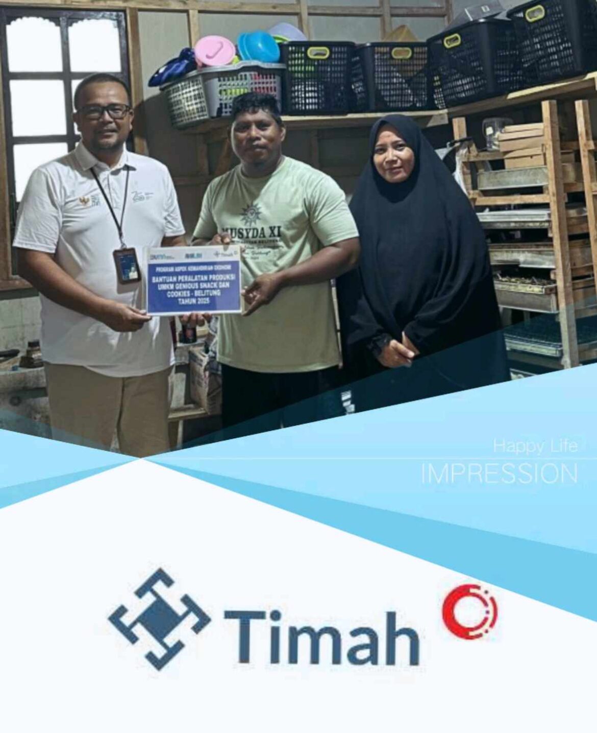 PT Timah Serahkan Alat Produksi  untuk Genious Snack and Cookies di Belitung, dalam Usaha Mendukung UMKM Lokal