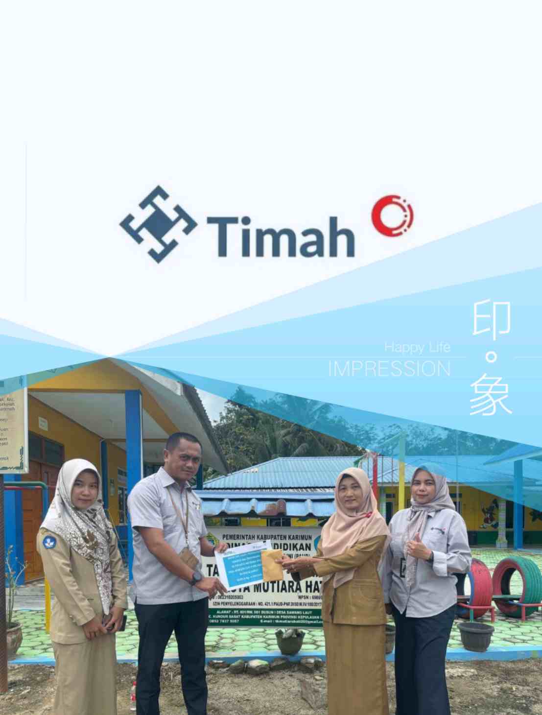 Dukung Pendidikan Anak Usia Dini, PT Timah Serahkan Bantuan untuk TK Swasta Mutiara Hati 