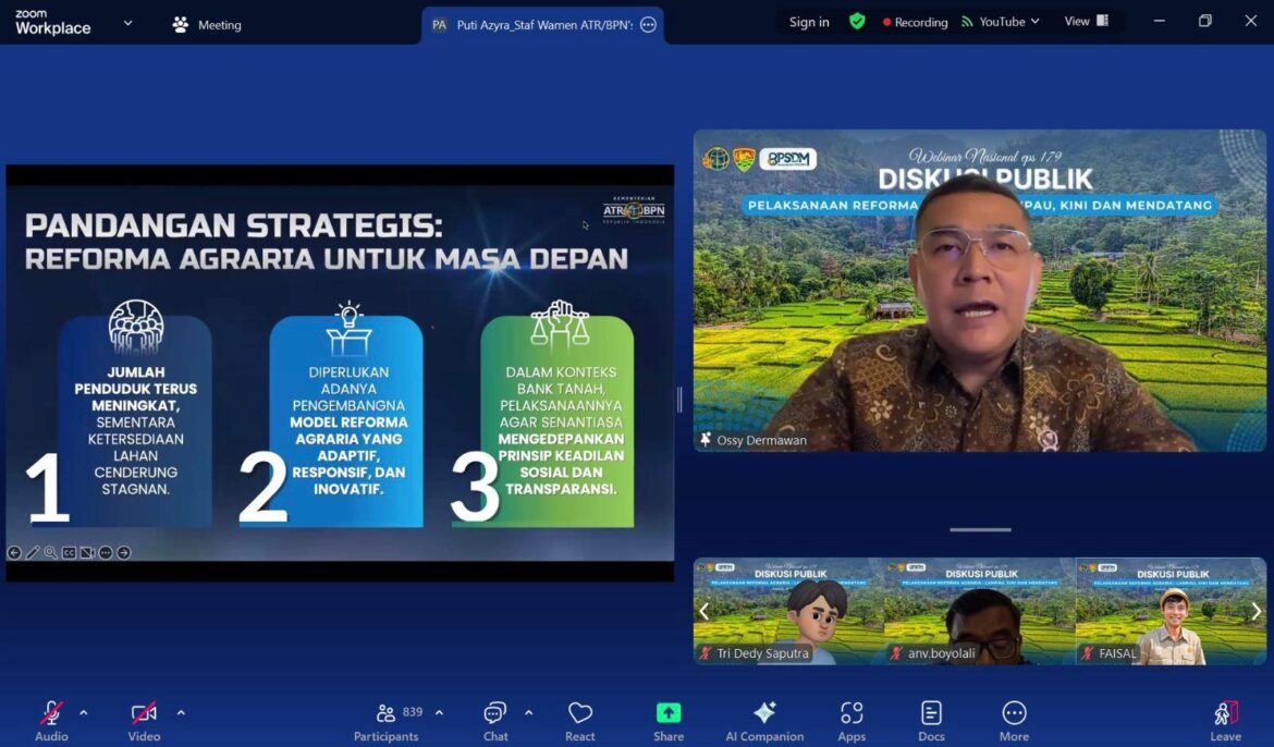 Reforma Agraria sebagai Warisan Sejarah, Wamen Ossy Sampaikan Pandangan Strategis untuk Masa Depan